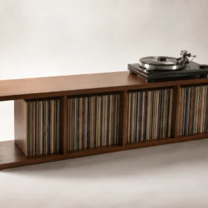 Kosta Vinyl Hifi Cabinet Angle View With Records