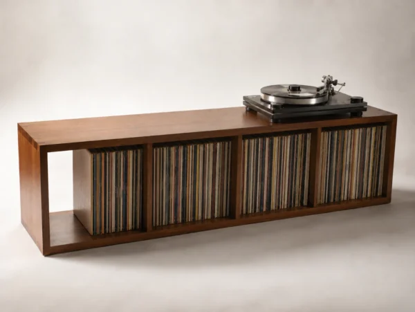 Kosta Vinyl Hifi Cabinet Angle View With Records