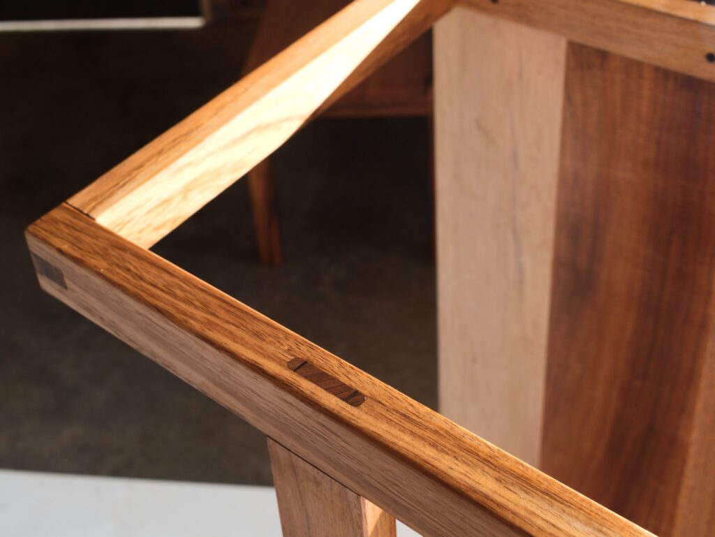 Iridis Coffee Table Wedged Tenon Close Up Made In Kerikeri