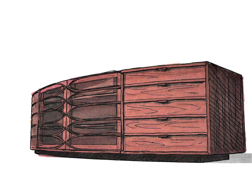 Hand Drawn Cabinet With Steam Bent Details