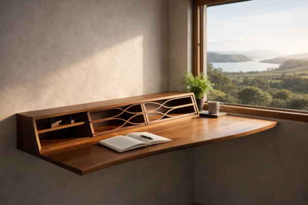 Wave Hutch Walnut Desk Hutch Minimalist Design