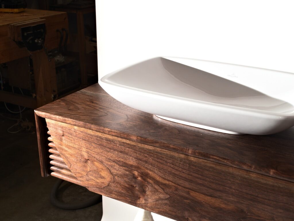 Lumen Wall Hung Walnut Bathroom Vanity