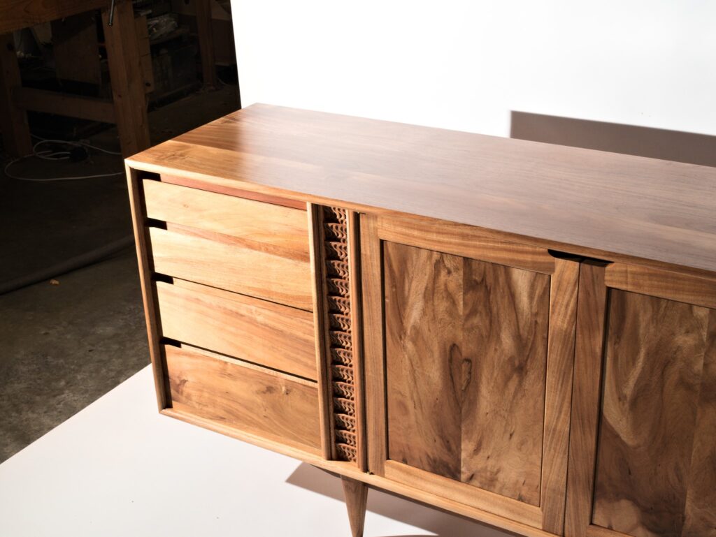 Marama Walnut Cabinet Open Doors Interior Shelves